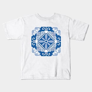 Blue Andalusian Tile Kids T-Shirt